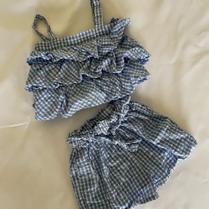 Ruffled Two Piece Toddler Plaid Set - Size 4T